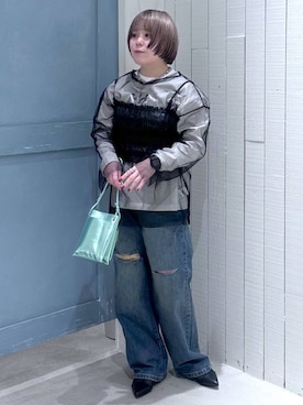 「LOWRYS FARM（ローリーズファーム）のチェーンネックレス　976398（ネックレス）」を使った、しばちゃんさん（レディース・149cm）の春コーディネート