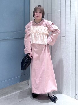 「LOWRYS FARM（ローリーズファーム）のチェーンネックレス　976398（ネックレス）」を使った、しばちゃんさん（レディース・149cm）の春コーディネート