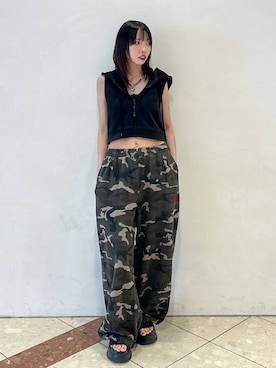 「アイテム（ネックレス、ブラック系）」を使った、ｼﾐさん（レディース・161cm）の夏コーディネート