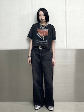 「PAGEBOY（ページボーイ）のヴィンテージバックルベルト（ベルト、ブラック系）」を使った、ｼﾐさん（レディース・161cm）の春コーディネート