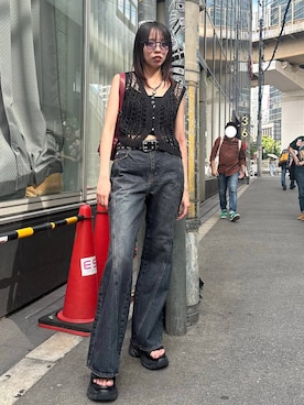 「アイテム（バッグ、レッド系）」を使った、ｼﾐさん（レディース・161cm）の夏コーディネート