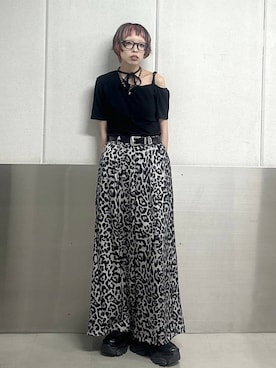 「PAGEBOY（ページボーイ）のプラットチャンキースニーカー（スニーカー、ブラック系）」を使った、ｼﾐさん（レディース・161cm）の夏コーディネート