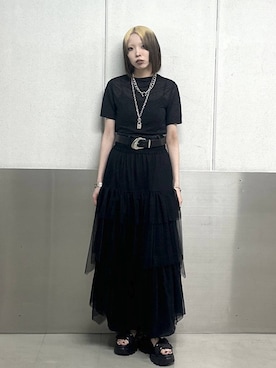 「PAGEBOY（ページボーイ）のヴィンテージバックルベルト（ベルト、ブラック系）」を使った、ｼﾐさん（レディース・161cm）の春コーディネート