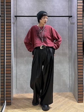 「PAGEBOY（ページボーイ）のルーズサマービーニー（ニットキャップ/ビーニー、ブラック系）」を使った、ｼﾐさん（レディース・161cm）の秋コーディネート