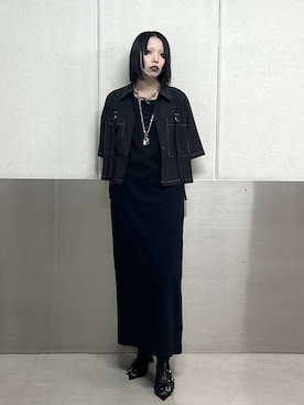 「PAGEBOY（ページボーイ）のハトメミュールサンダル（サンダル、ブラック系）」を使った、ｼﾐさん（レディース・161cm）の春コーディネート