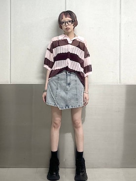 「PAGEBOY（ページボーイ）のプラットチャンキースニーカー（スニーカー、ブラック系）」を使った、ｼﾐさん（レディース・161cm）の夏コーディネート