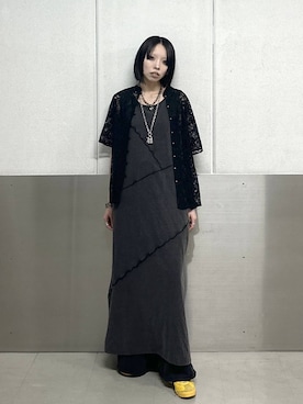 「PAGEBOY（ページボーイ）のサンドヴィンテージキリカエワンピース（ワンピース、ブラック系）」を使った、ｼﾐさん（レディース・161cm）の春コーディネート