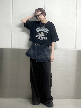 「PAGEBOY（ページボーイ）のプラットチャンキースニーカー（スニーカー、ブラック系）」を使った、ｼﾐさん（レディース・161cm）の夏コーディネート