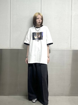 「PAGEBOY（ページボーイ）の2WAYバレルワイドパンツ（スラックス、グレー系）」を使った、ｼﾐさん（レディース・161cm）の春コーディネート