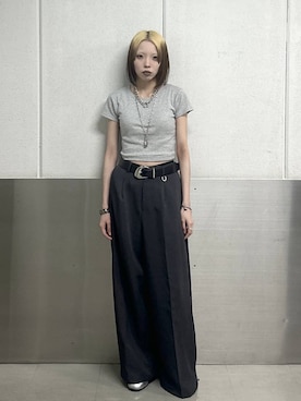 「PAGEBOY（ページボーイ）のヴィンテージバックルベルト（ベルト、ブラック系）」を使った、ｼﾐさん（レディース・161cm）の春コーディネート