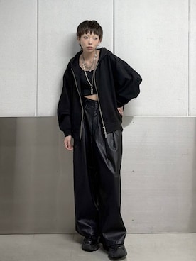「PAGEBOY（ページボーイ）のダイバースエードパーカー（パーカー、ブラック系）」を使った、ｼﾐさん（レディース・161cm）の秋コーディネート