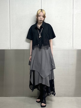 「PAGEBOY（ページボーイ）のヴィンテージバックルベルト（ベルト、ブラック系）」を使った、ｼﾐさん（レディース・161cm）の春コーディネート