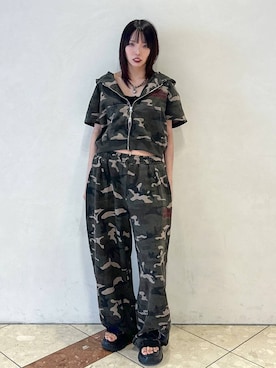 「アイテム（スウェットパンツ）」を使った、ｼﾐさん（レディース・161cm・20代）の夏コーディネート