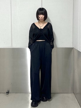 「PAGEBOY（ページボーイ）のサイドタックルーズウラケパンツ/イージーパンツ【4color・2size】（スウェットパンツ）」を使った、ｼﾐさん（レディース・161cm）の夏コーディネート