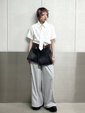 「PAGEBOY（ページボーイ）のプラットチャンキースニーカー（スニーカー、ブラック系）」を使った、ｼﾐさん（レディース・161cm）の夏コーディネート