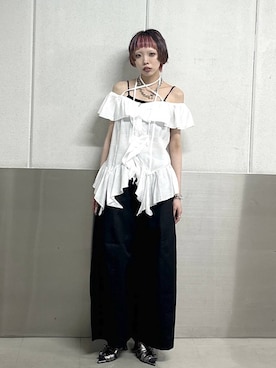 「PAGEBOY（ページボーイ）のハトメミュールサンダル（サンダル、その他）」を使った、ｼﾐさん（レディース・161cm）の夏コーディネート