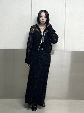 「PAGEBOY（ページボーイ）のチュールフリルナロースカート（スカート、ブラック系）」を使った、ｼﾐさん（レディース・161cm）の春コーディネート