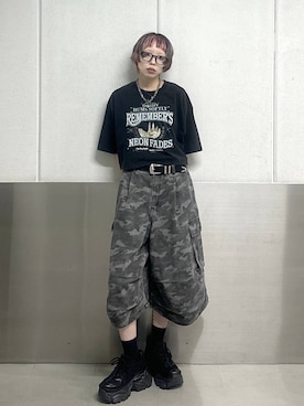 「PAGEBOY（ページボーイ）のプラットチャンキースニーカー（スニーカー、ブラック系）」を使った、ｼﾐさん（レディース・161cm）の夏コーディネート