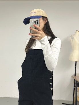 「アイテム（オールインワン・サロペット）」を使った、うー子さん（レディース・164cm）の冬コーディネート