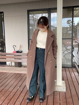 「GeeRA」｜「アイテム（チェスターコート）」を使った、おはぎさん（レディース・149cm）の冬コーディネート