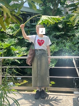 「アイテム（デニムスカート）」を使った、おとさん（レディース・156cm）の夏コーディネート