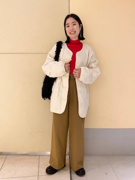 「LOWRYS FARM（ローリーズファーム）のアイテム（トートバッグ）」を使った、rikakoさん（レディース・160cm）の冬コーディネート