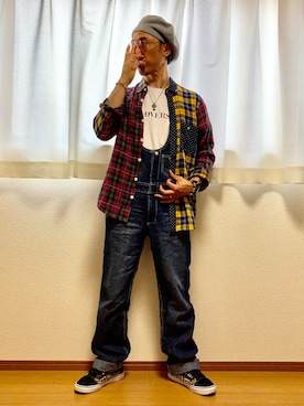 「no brand（ノーブランド）のアイテム（サロペット/オーバーオール）」を使った、sngkbbさん（メンズ・165cm）の春コーディネート