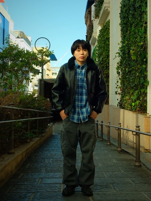 LONGSLEEVE INDIGO CHECK EMBROIDERY SHIRT / ロングスリーブ インディゴ チェック エンブロイデリー シャツ / AVIREX / アヴィレックス
