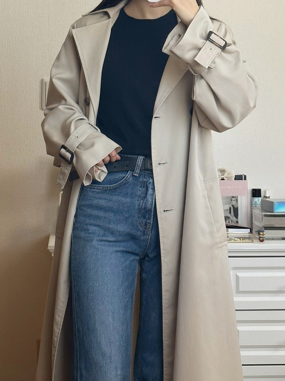 「シンプルスタイル、オトナカジュアル、カジュアルコーデ、シンプル」｜「UNIQLOのアイテム（ニット/セーター、ブラック系）」を使った、マリナさん（レディース・163cm）の秋コーディネートの1枚目の写真