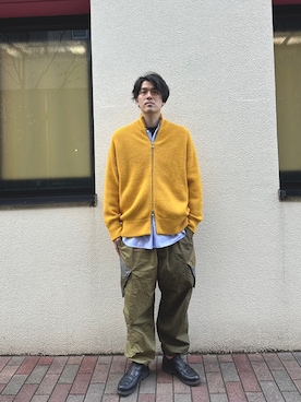 「FREAK'S STORE（フリークスストア）のROYAL NAVY/ロイヤル ネイビー COMBAT PANTS/コンバット パンツ/ミリタリー/カーゴパンツ（カーゴパンツ、グリーン系）」を使った、わんさん（メンズ・182cm）の冬コーディネート