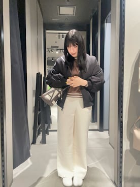 「ARMANI EXCHANGE（アルマーニエクスチェンジ）の【A|X アルマーニ エクスチェンジ】ビッグポケット フーデッドブルゾンジャケット（ブルゾン、ブラック系）」を使った、Sanamさん（レディース・168cm）の夏コーディネート