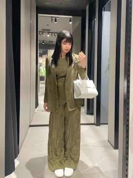 「ARMANI EXCHANGE（アルマーニエクスチェンジ）の【A|X アルマーニ エクスチェンジ】WE ベルトデザイン サボシューズ（その他シューズ、ホワイト系）」を使った、Sanamさん（レディース・168cm）の夏コーディネート