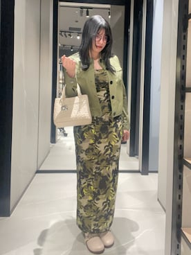 「ARMANI EXCHANGE（アルマーニエクスチェンジ）の【A|X アルマーニ エクスチェンジ】IA コットンツイル ブルゾンジャケット（ブルゾン、グリーン系）」を使った、Sanamさん（レディース・168cm）の春コーディネート