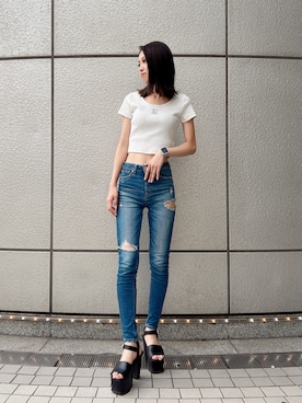 「GYDA（ジェイダ）のアイテム」を使った、shioriさん（レディース・168cm）の夏コーディネート