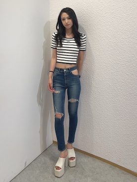 「GYDA（ジェイダ）のアイテム」を使った、shioriさん（レディース・168cm）の夏コーディネート