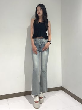 「アイテム（デニムパンツ）」を使った、shioriさん（レディース・168cm）の夏コーディネート