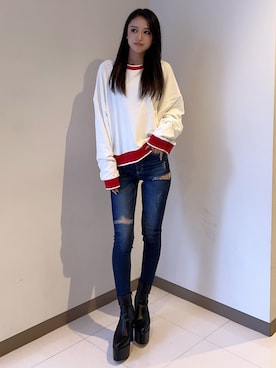 「アイテム（スウェット）」を使った、shioriさん（レディース・168cm）の夏コーディネート