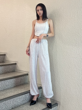 「GYDA（ジェイダ）のアイテム（スウェットパンツ）」を使った、shioriさん（レディース・168cm）の夏コーディネート