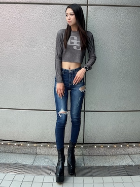 「GYDA（ジェイダ）のアイテム（ブーツ）」を使った、shioriさん（レディース・168cm）の夏コーディネート