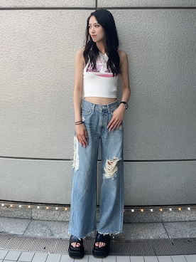 「GYDA（ジェイダ）のアイテム」を使った、shioriさん（レディース・168cm）の夏コーディネート