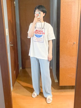 「at12:03（アットイチニーゼロサン）のアイテム」を使った、まいさん（レディース・164cm）の夏コーディネート