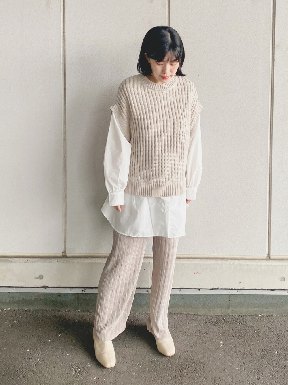「ニットベスト、GRL、ゆるコーデ、着回しコーデ、秋冬コーデ、おしゃれさんと繋がりたい、オトナ女子、ボリューム袖、menue、moment+」｜「IG:mai1220のアイテム（その他、その他）」を使った、まいさん（レディース・164cm）の秋コーディネートの1枚目の写真