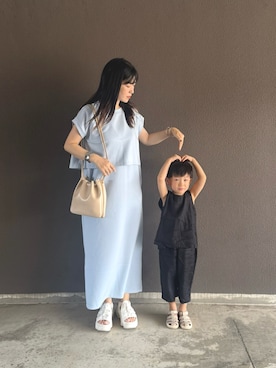 「アイテム（ジャンパースカート）」を使った、まいさん（レディース・164cm）の夏コーディネート