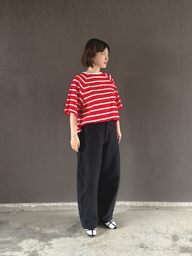 「OMNES（オムネス）のアイテム（トップス）」を使った、まいさん（レディース・164cm）の夏コーディネート