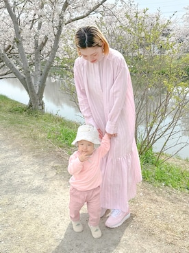「むすこーで」｜「アイテム（シャツワンピース）」を使った、まいさん（レディース・164cm）の春コーディネート