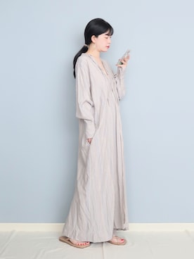 「ストライプワンピース」｜「アイテム（その他）」を使った、まいさん（レディース・164cm）の夏コーディネート