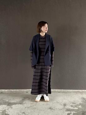 「SENSE OF PLACE by URBAN RESEARCH（センスオブプレイスバイアーバンリサーチ）の『一部WEB限定カラー』『UR TECH DRYLUXE』リネンライクジャケット（その他アウター、ブルー系）」を使った、まいさん（レディース・164cm）の夏コーディネート