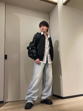 「ARMANI EXCHANGE（アルマーニエクスチェンジ）のアイテム（ローファー）」を使った、S.HIDEKIさん（メンズ・175cm）の秋コーディネート