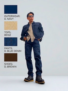 「UNIQLO（ユニクロ）のアイテム（シャツ/ブラウス、ベージュ系）」を使った、ころすけさん（メンズ・170cm）の秋コーディネート