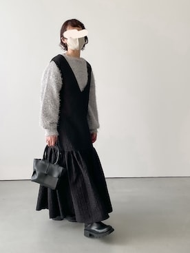 「アイテム（ニット/セーター、シルバー系）」を使った、le_yumeさん（レディース・153cm）の冬コーディネート